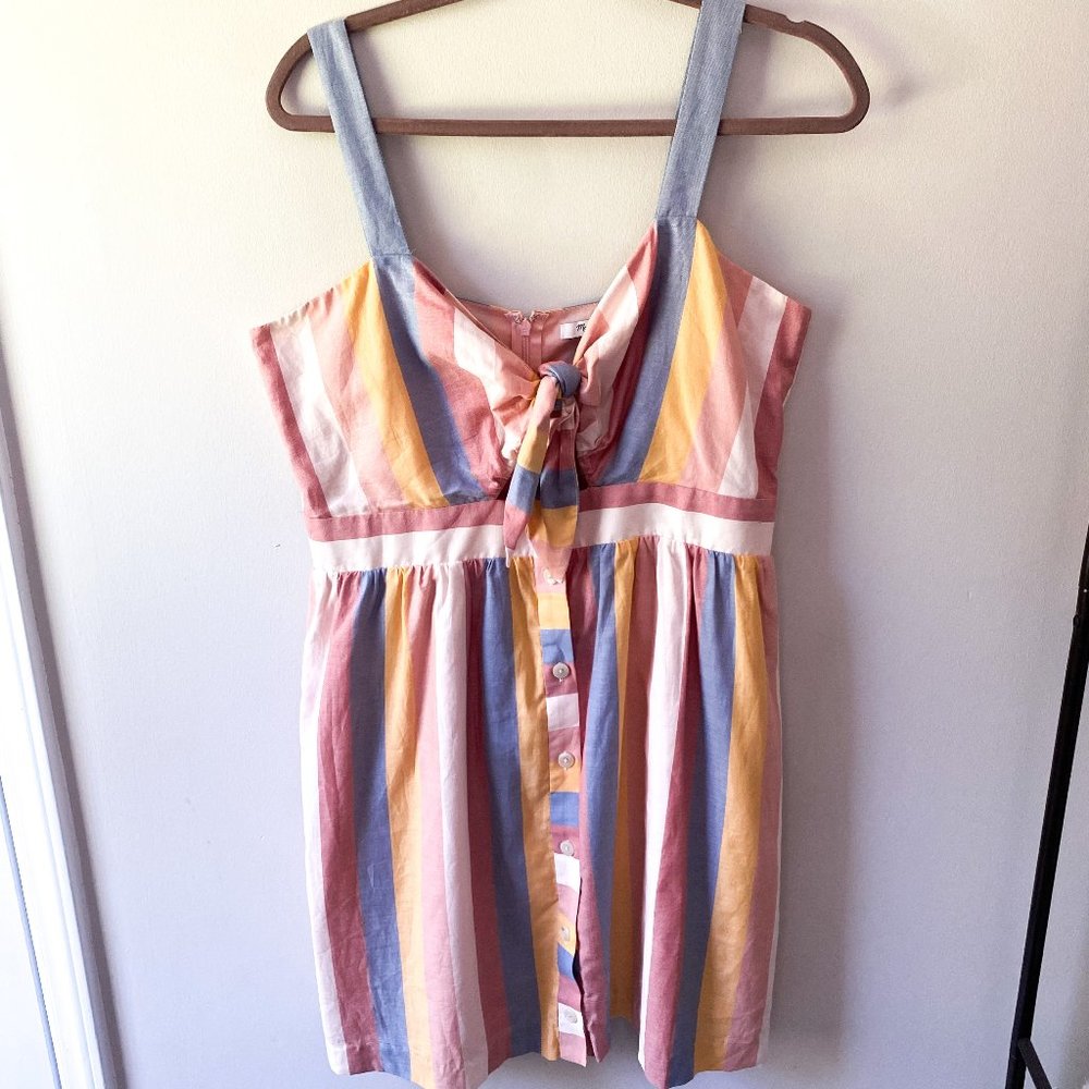 NWT Madewell Tie-Front Cutout Dress in Sherbet Stripe